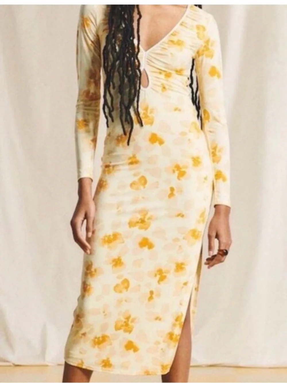 New Abercrombie & Fitch floral dress fe keyhole cutout and a side slit Sz XL